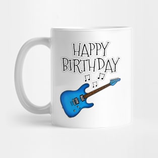 Electric Guitar Happy Birthday Guitarist Musician (Blue) Mug